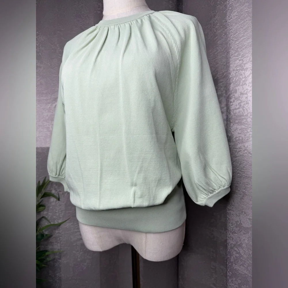 NWT ALEEZA PARIS Women’s Mint Green 3/4 Sleeve Knit Top Sz XS
